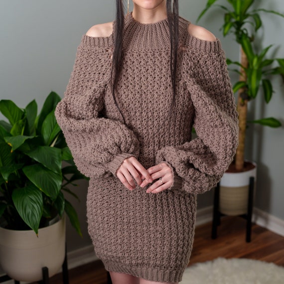 Oversized Balloon Sleeve Sweater Dress