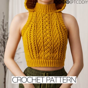 Crochet Pattern | Cable Stitch Hooded Vest Pattern | Cable Stitch Hoodie Pattern | Turtleneck Vest Pattern | PDF Download