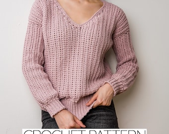 Crochet Pattern #637 | V Neck Sweater | PDF Download