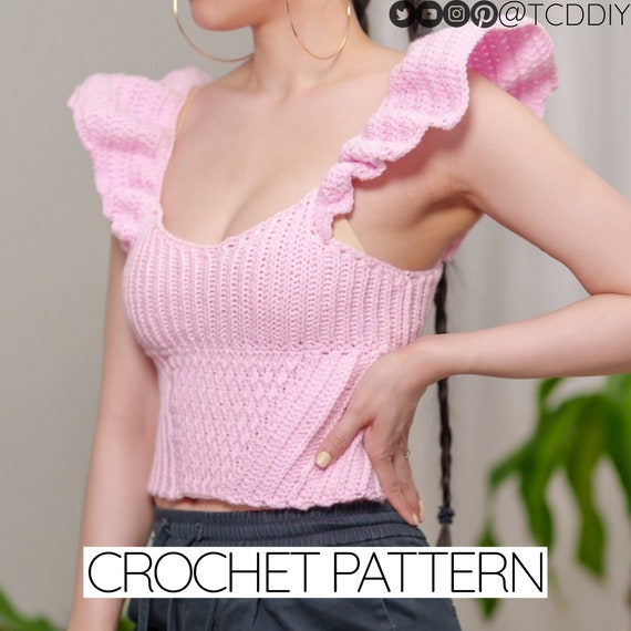 Crochet frill knit tops andmary pink 新品♡ Andmary Crochet frill knit tops pink