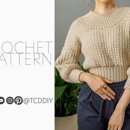 Crochet Pattern Basket Weave Sweater Pattern PDF Download - Etsy