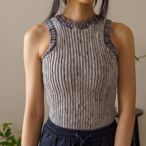 TCDDIY crochet pattern for an Easy Crochet Tank Top featuring all-slip stitches for a stretchy knit-like design. Crafted using Red Heart Super Saver yarn in Soapstone and Dove.