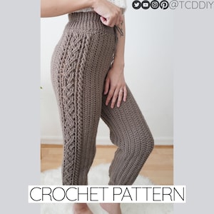 Crochet Pattern | High Waisted Cable Stitch Sweats Pattern | PDF Download