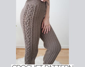 Crochet Pattern | High Waisted Cable Stitch Sweats Pattern | PDF Download