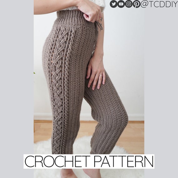 Crochet Pattern High Waisted Cable Stitch Sweats Pattern PDF
