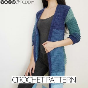 Crochet Pattern | Duster Cardigan Sweater Jacket W. Star Stitch Detail & 3/4 Sleeves | PDF Download