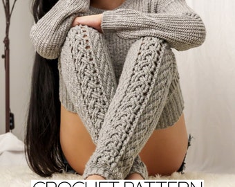 Crochet Pattern #425 | Cable Stitch Leg Warmers | Knee High Socks | PDF Download