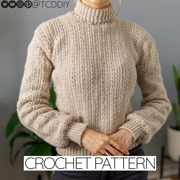 Crochet Pattern | Turtleneck Sweater Pattern | PDF Download