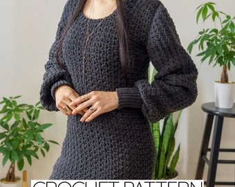 Crochet Pattern | Sweater Dress W. Trinity Stitch Detail | PDF Download