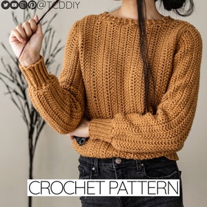 Crochet Pattern | Classic Herringbone Stitch Sweater | PDF Download