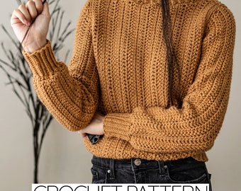 Crochet Pattern | Classic Herringbone Stitch Sweater | PDF Download