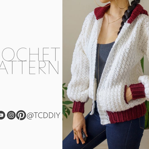 Crochet Bomber Hoodie PDF Pattern