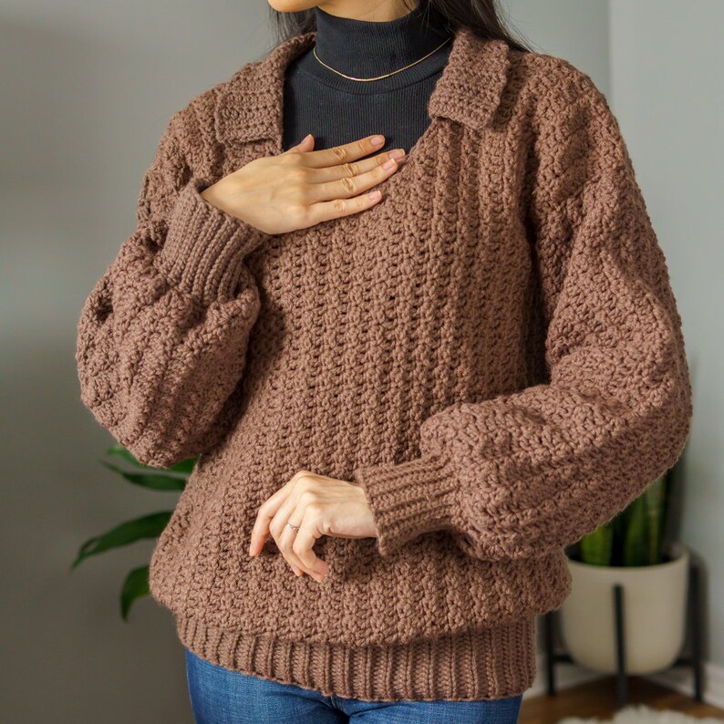 Crochet Pattern Collared Sweater Pattern PDF Download Etsy