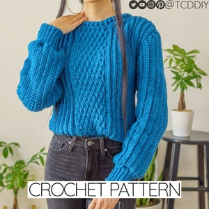 Crochet Pattern | Comfy Unisex Sweater W. Alpine Stitch Detail | Jumper | PDF Download