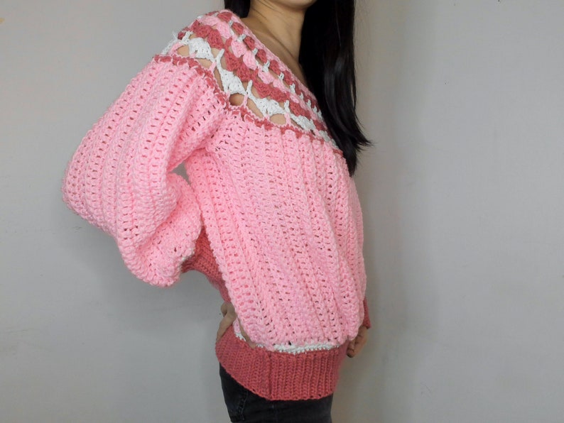 Vintage inspired crochet sweater handmade