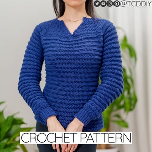 Crochet Pattern | Raglan Sweater W. Suzette Stitch Detail | PDF Download