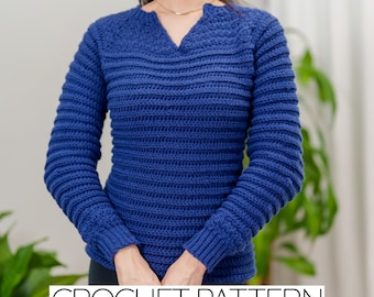Crochet Pattern | Raglan Sweater W. Suzette Stitch Detail | PDF Download