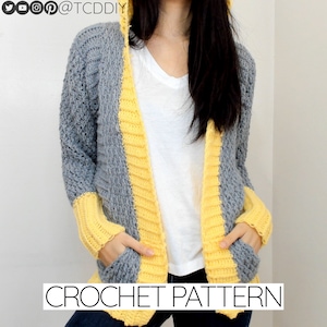 Crochet Pattern Crochet Batwing Cardigan with Hood PDF Download image 1