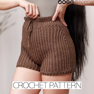 Crochet Pattern | Easy High Waisted Shorts W. Drawstring & Side Detail | PDF Download