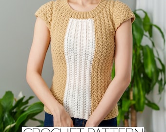Crochet T-Shirt Pattern: Modern Crew Neck Top (PDF Download)