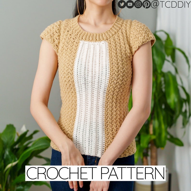 Crochet Pattern Crochet Modern Short Sleeve Top PDF Download image 1