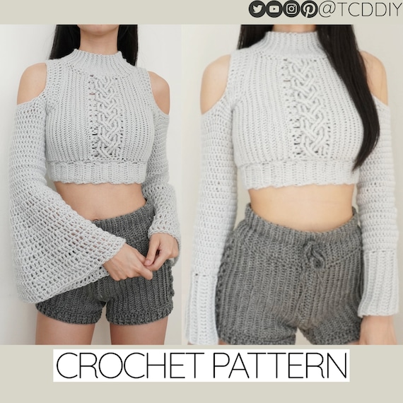 Crochet Pattern Cable Stitch Cold Shoulder Crop Top Pattern Cable Stitch  Cold Shoulder Bell Sleeve Top Pattern 2-in-1 PDF Download -  Canada