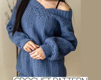 Crochet Pattern | Oversized Off the Shoulder Sweater Pattern | PDF Download