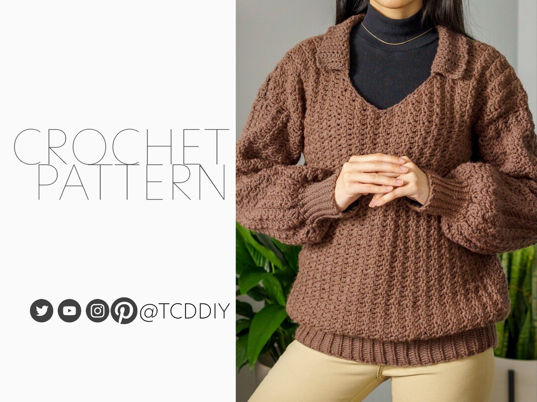 Crochet Pattern Collared Sweater Pattern PDF Download Etsy