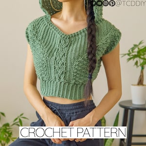 Crochet Pattern | Cable Stitch Vest Hoodie Pattern | PDF Download