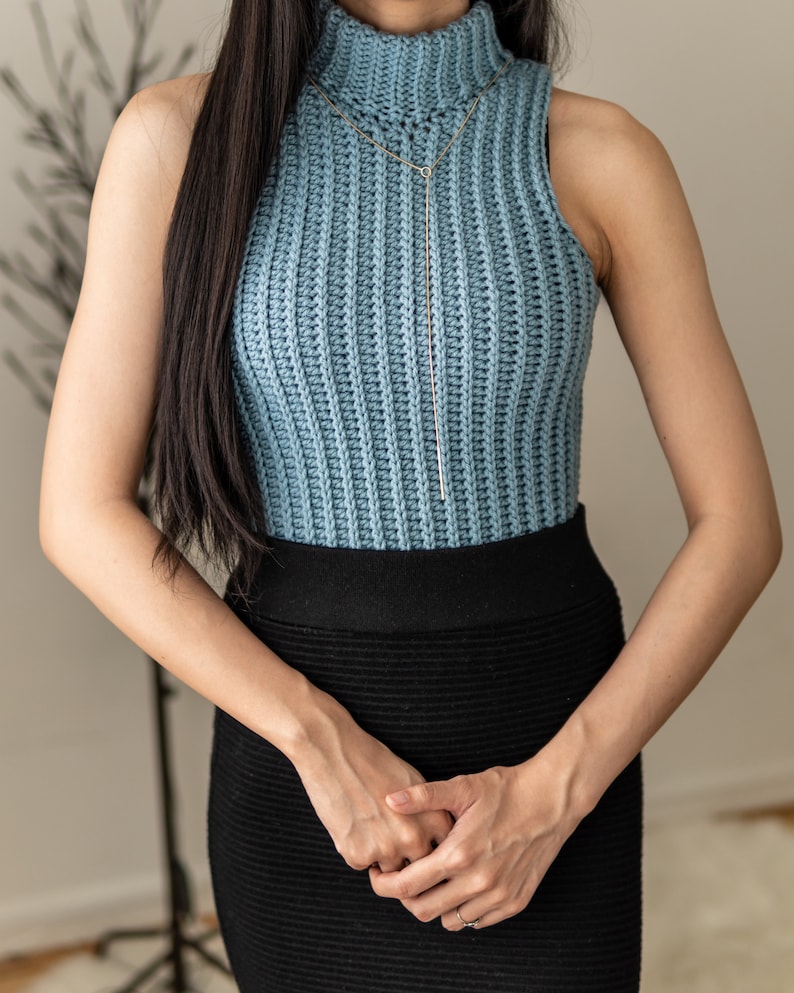 Crochet Classic Sleeveless Turtleneck PDF Pattern Etsy