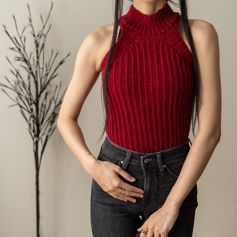 Crochet Pattern Sleeveless Mock Neck Pattern PDF Download image 10