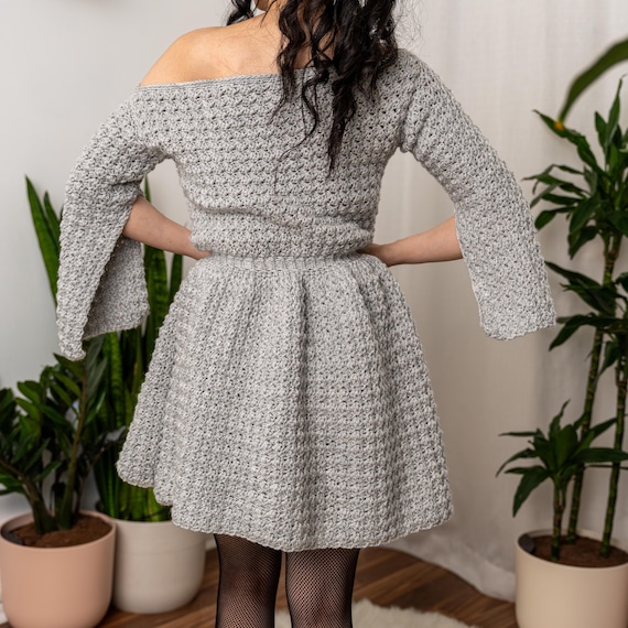 Crochet Pattern | Off the Shoulder Slit Sleeve Dress | PDF Download