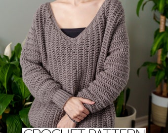 Crochet Pattern | Crochet Batwing V Neck Sweater | PDF Download