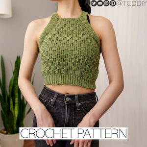 Crochet Pattern | Cropped Basketweave Tank Top | Sweater Vest | PDF Download