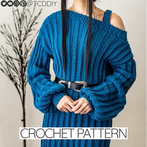 Crochet Pattern Single Strap Sweater Dress Pattern PDF Download image 1