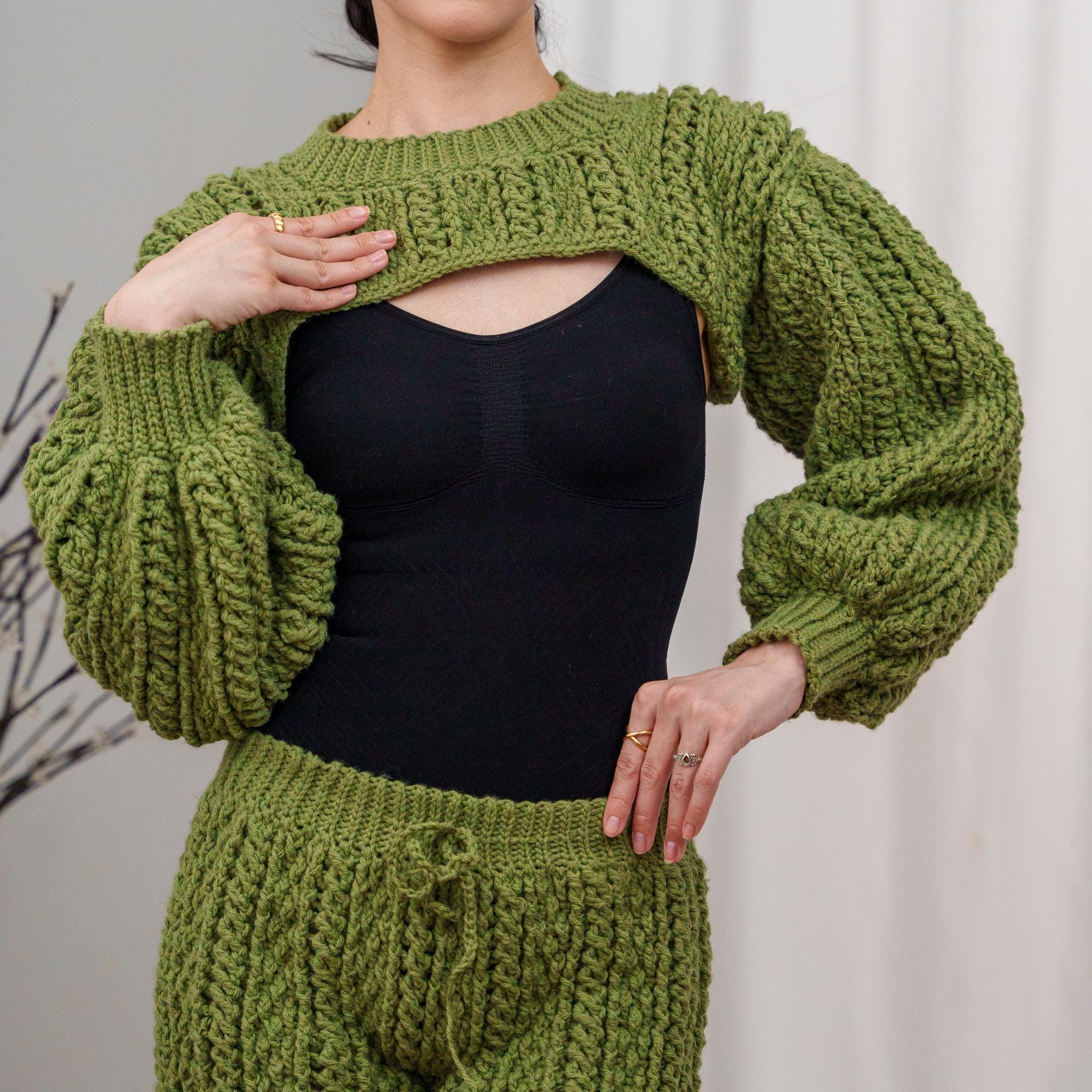 新品 seeall 24ss crochet baloon sleeve top Woven Balloon Sleeve Fall Sweater | LOVESTITCH
