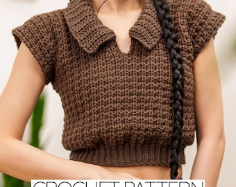 Crochet Pattern | Cropped Collared Top | PDF Download