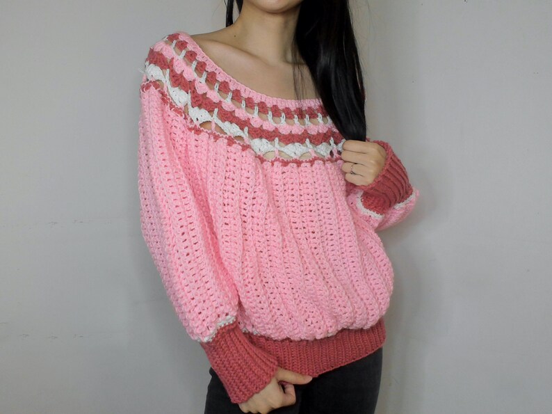 Vintage inspired crochet sweater handmade