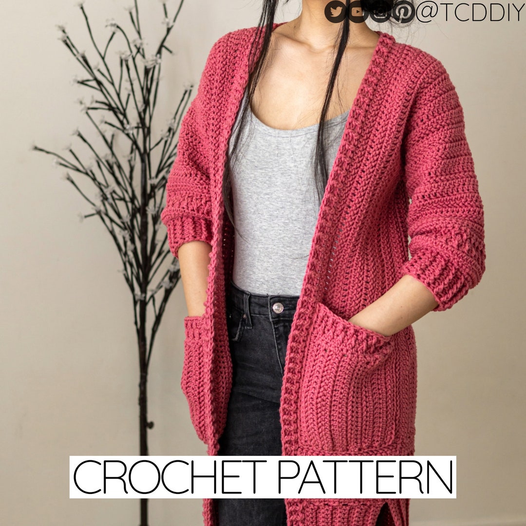 Crochet Pattern Cardigan With Pockets Pattern PDF Download - Etsy