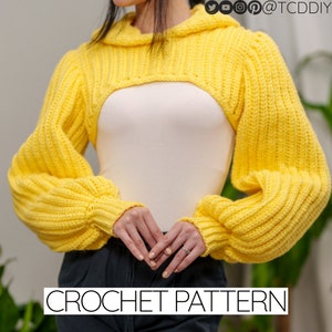 Crochet Pattern | Balloon Sleeve Hooded Shrug Pattern | PDF Download