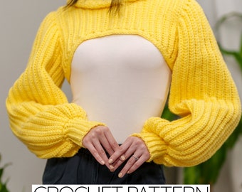 Crochet Pattern | Balloon Sleeve Hooded Shrug Pattern | PDF Download