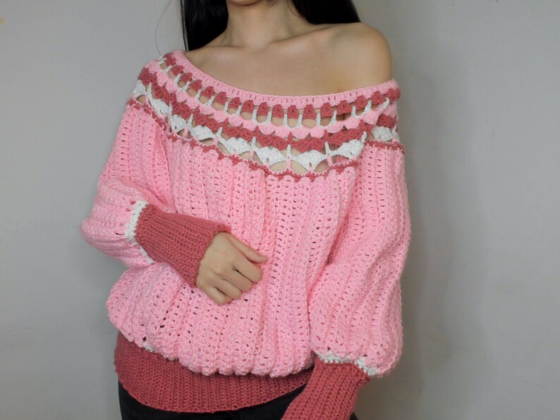Vintage inspired crochet sweater handmade