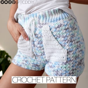 Crochet Pattern | Easy High Waisted Shorts W. Pockets & Drawstring | PDF Download
