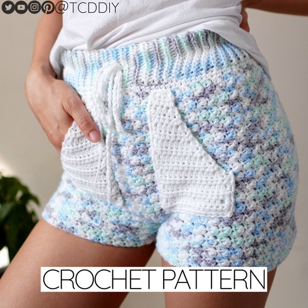Crochet Pattern | Easy Crochet High Waisted Shorts with Pockets Pattern | PDF Download