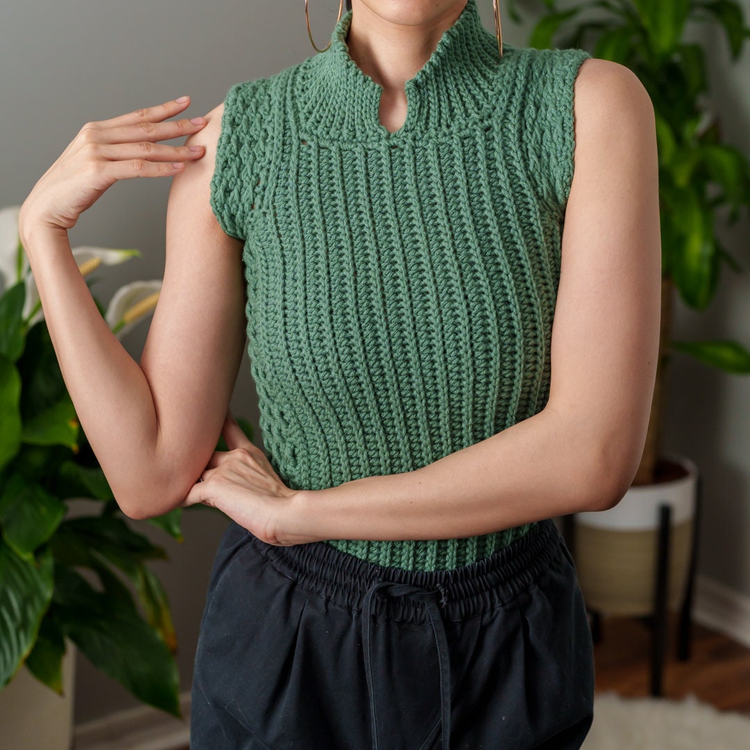 34 Sweater Vest Crochet Patterns for Easy Layering and Handmade Wardrobes 20 Crochet Pattern Collared Sweater Vest W. Alpine Stitch