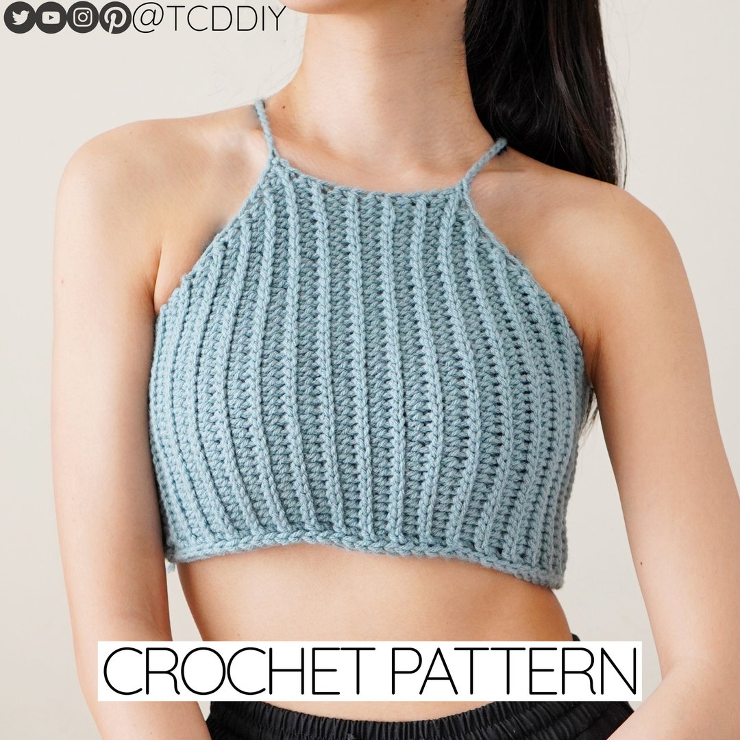 Crochet Pattern | Easy High Neck Crop Top | Ribbed | PDF