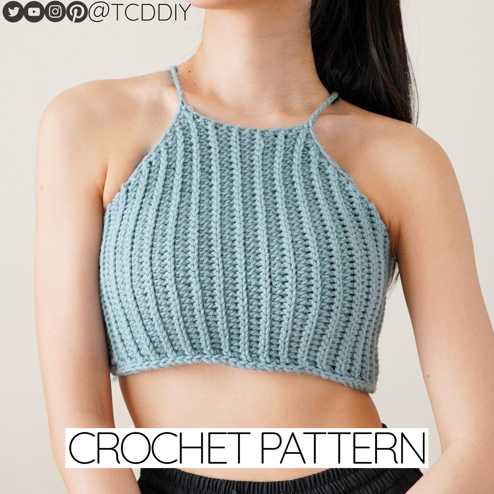 Crochet Pattern | Easy High Neck Crop Top | Ribbed | PDF Download