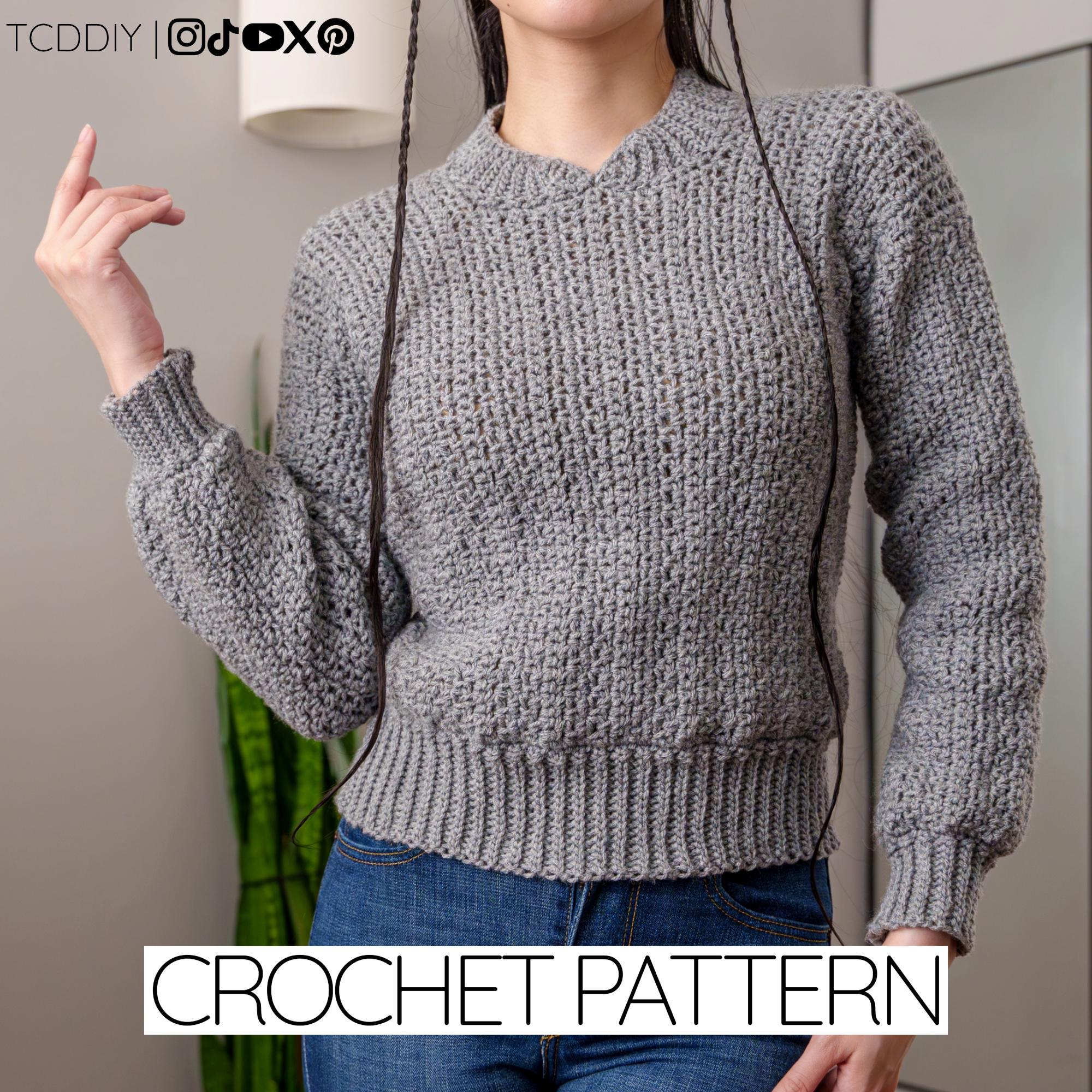 Crochet Pattern | Cozy Sweater | Moss Stitch Jumper | PDF Download