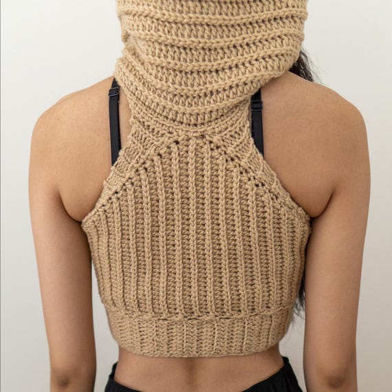Crochet Crop Top Hoodie Pattern: Sleeveless Turtleneck Vest (PDF