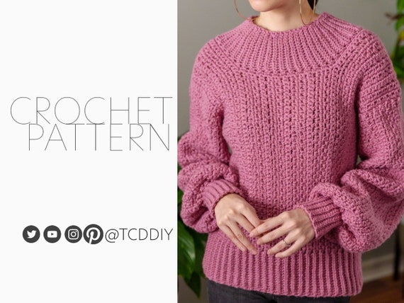 Crochet Pattern Wide Collar Sweater PDF Download - Etsy Canada